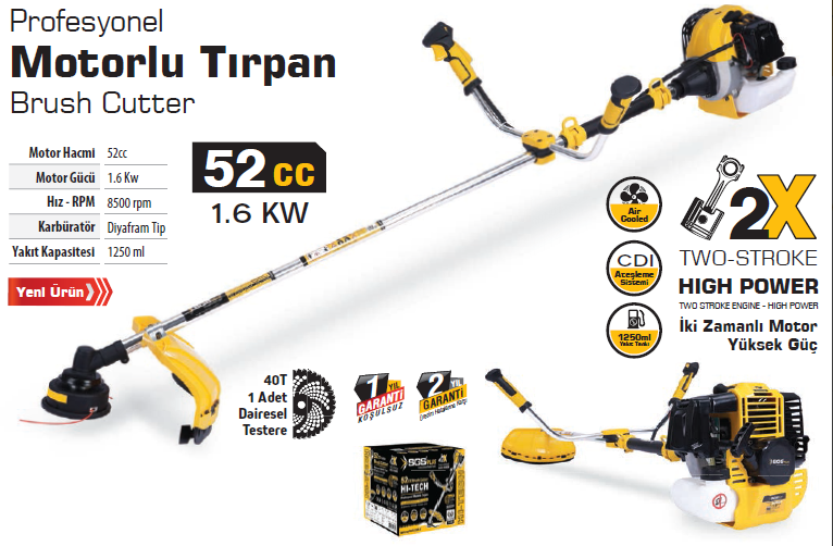 SGS5361 MOTORLU TIRPAN 52 CC 1.6 KW